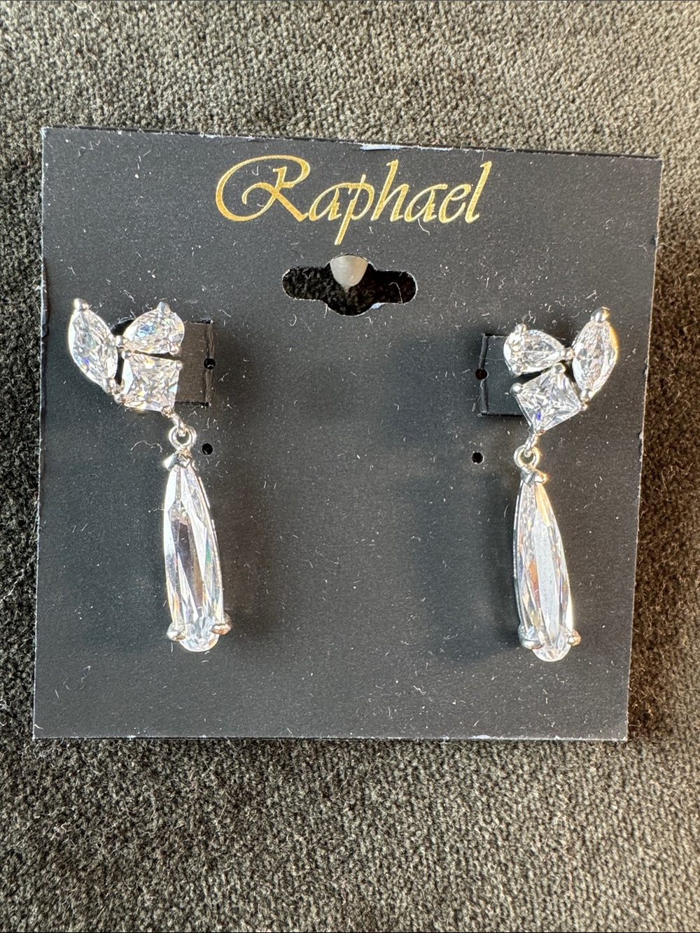 0324- Raphael Crystal Stud Silver tone earrings